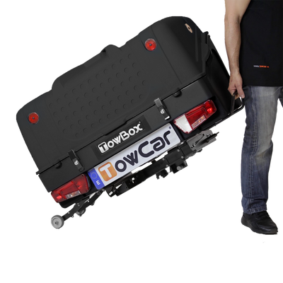 Transportbox für Anhängerkupplung TowBox V1 schwarz - Montage auf  Anhängerkupplung einfaches Aufsetzen durch Schnellspannsystem 50 kg  Zuladung bei Rameder